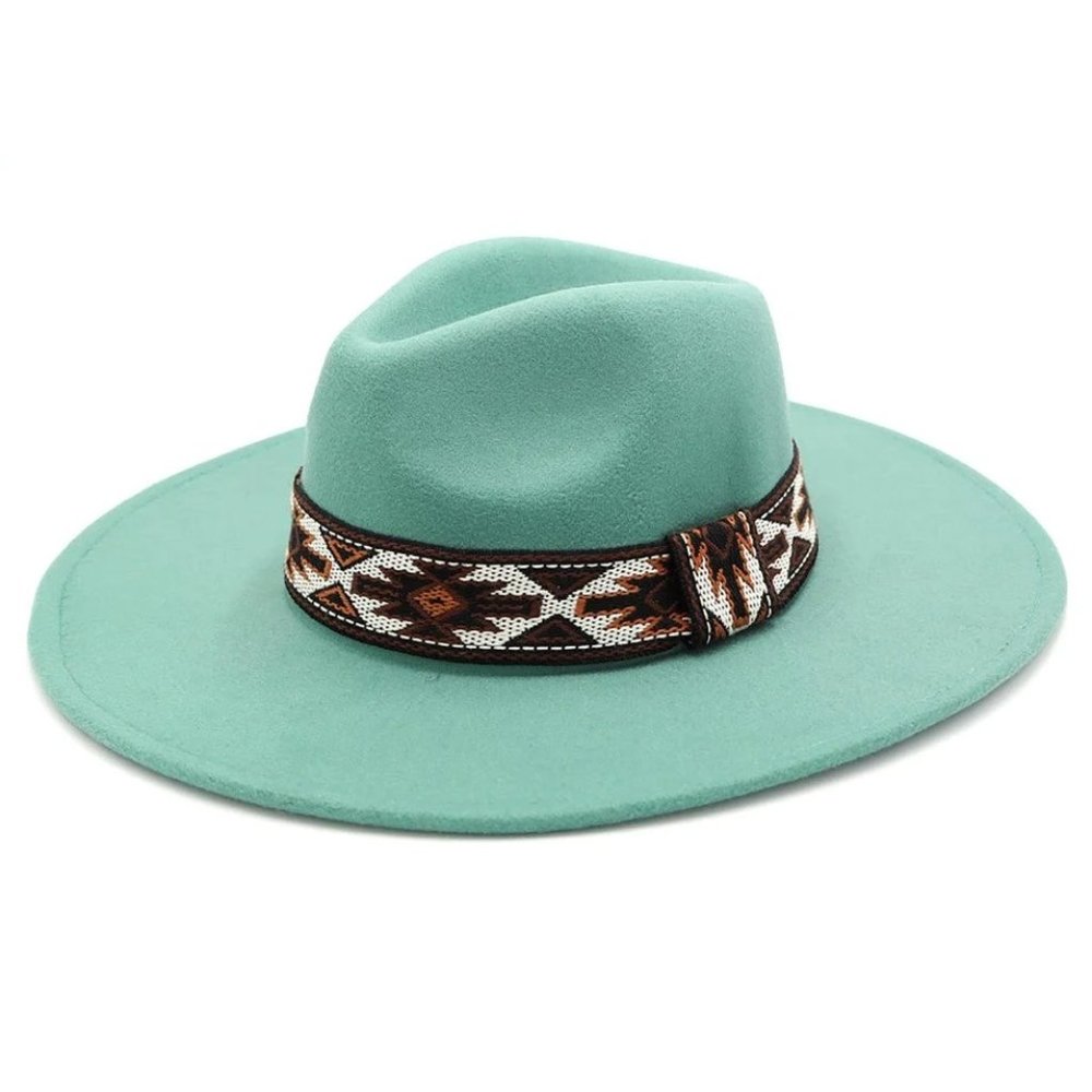 Hat. Turquoise Felt. Southwestern Pattern Band. NWT - Picture 4 of 5